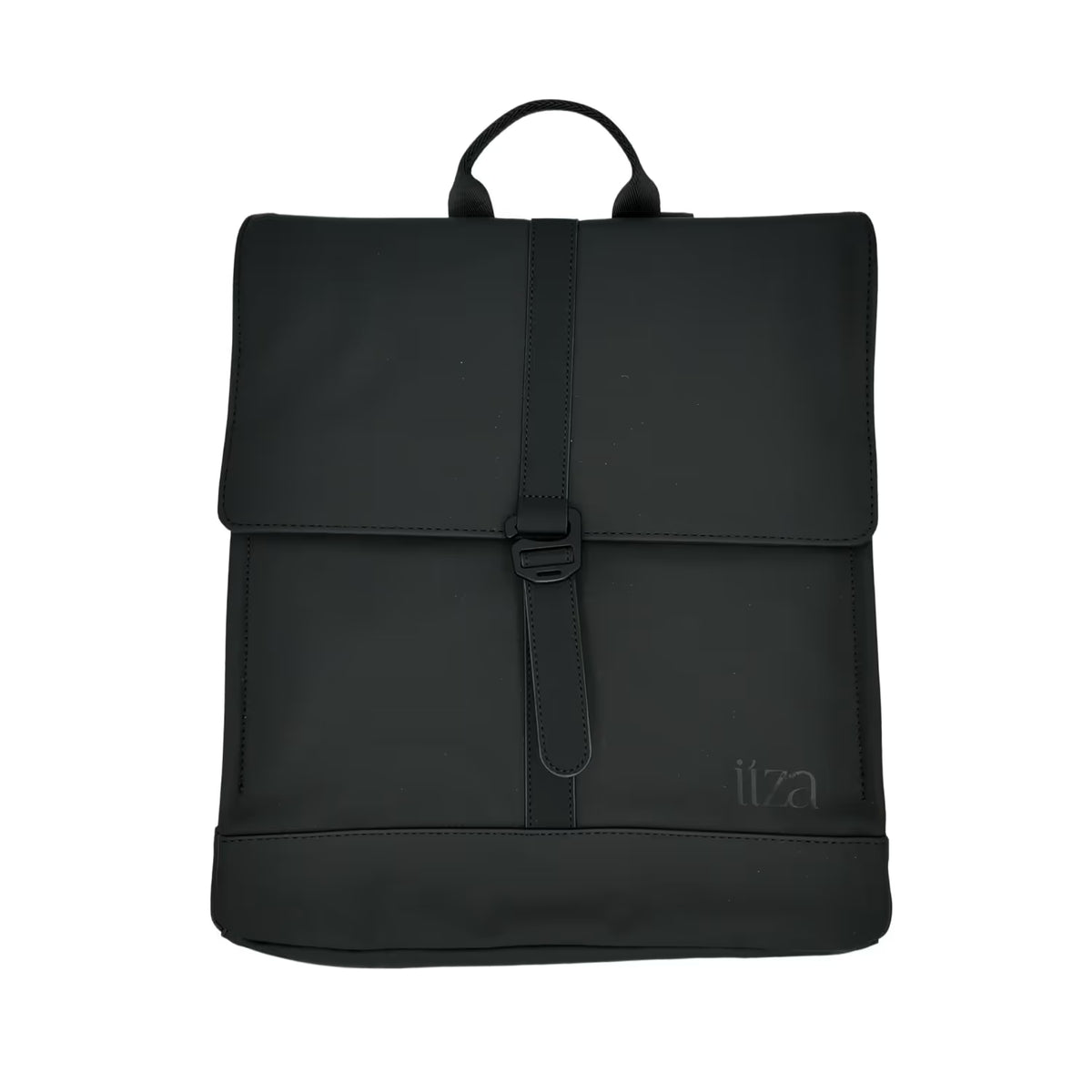 Sac à dos carré noir ITZA Onyx, déperlant, pour ordinateur 16 pouces, vue de face